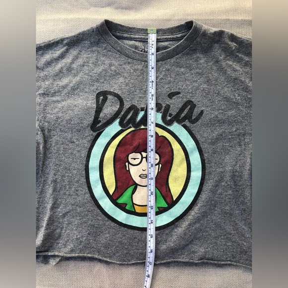 MTV Daria & Jane Short Sleeve Raw Hem Crop T-shirt Size Small Vintage Dark Gray - Picture 10 of 13